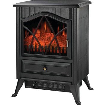 PowerZone FP202-SPA Electric Fireplace Heater, 14-5/8 in W, 9-7/8 in D, 21-3/4 in H, 120 V, Plastic/Metal, Black