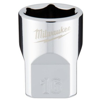 Milwaukee 45-34-9086 Socket, 16 mm Socket, 3/8 in Drive, 6-Point, Chrome Vanadium Steel, Chrome