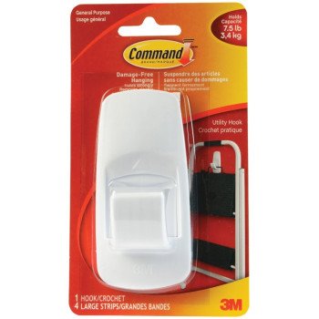 Command 17004C Utility Hook, 7.5 lb, 1-Hook, White