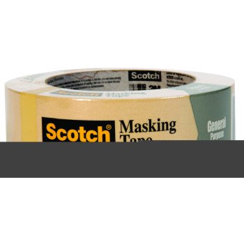 Scotch 2020-1.5A Masking Tape, 60 yd L, 1-1/2 in W, Crepe Paper Backing, Beige