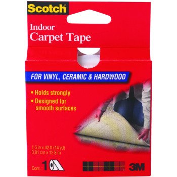 Scotch CT2010 Carpet Tape, 42 ft L, 1-1/2 in W, Vinyl Backing