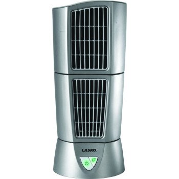 Lasko Wind Tower 4910 Desktop Tower Fan, 120 V, 3-Speed, 114 cfm Air, Platinum