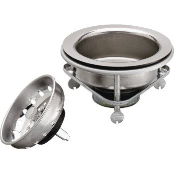 Plumb Pak PP5416 Basket Strainer, Stainless Steel, For: 3-1/2 in Dia Opening Kitchen Sink