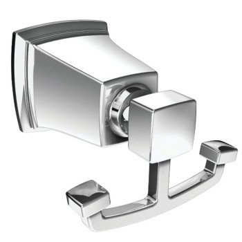 Moen Boardwalk Series Y3203CH Robe Hook, 2-Hook, Zinc, Chrome, Wall Mounting