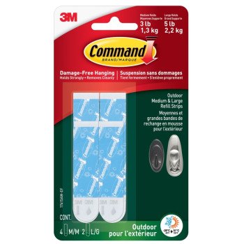 Command 17615AW-ES Refill Strip, 1/32 in Thick, White, 5 lb