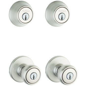 Kwikset 242T 15 K2 CP Combination Lockset, Knob Handle, Tylo Design, Satin Nickel, 3 Grade, Metal