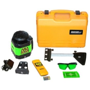 Johnson 40-6544 Laser Level Kit, 400 ft, +/-1/8 in at 100 ft Accuracy, Green Laser