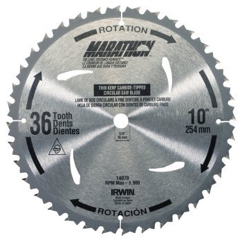 Irwin Marathon 24070 Table Saw Blade, 10 in Dia, 5/8 in Arbor, 40-Teeth, Carbide Cutting Edge