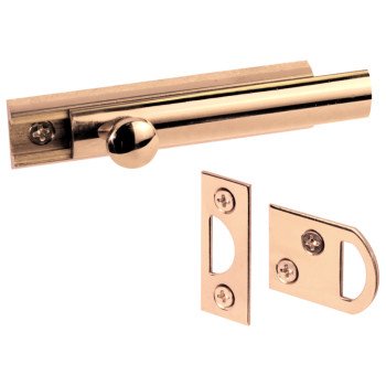 Defender Security U 9962 Slide Bolt, 3 in L Bolt, Brass, Polished