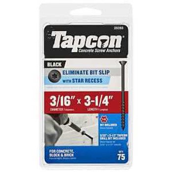 Tapcon 28393 Concrete Screw Anchor, 3/16 in Dia, 3-3/4 in L, Steel, Climaseal