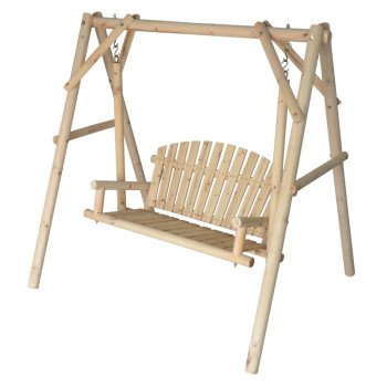 Seasonal Trends F12022 Log Swing and Frame Kit, 450 lbs Seating, Cedar Wood Frame, Nature Frame