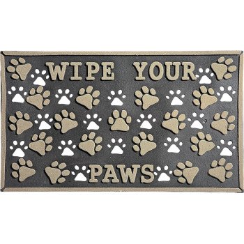 Simple Spaces 08ABSHE-55 Door Mat, 30 in L, 18 in W, Paw Imprint Pattern, Polyester Surface