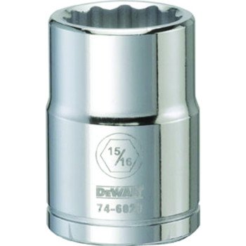 DEWALT DWMT74602OSP Drive Socket, 15/16 in Socket, 3/4 in Drive, 12-Point, Vanadium Steel, Polished Chrome