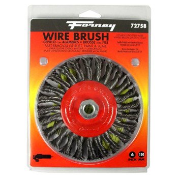 Forney 72758 Wire Wheel Brush, 6 in Dia, 5/8-11 Arbor/Shank, 0.02 in Dia Bristle, Carbon Steel Bristle