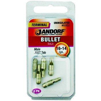 Jandorf 60852 Bullet Terminal, 600 V, 16 to 14 AWG Wire, Copper Contact, 5/PK