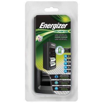 Energizer Recharge CHFC Universal Charger, 1.1 A Charge, 12 VDC Output, AA, AAA, C, D Battery, 4 -Battery