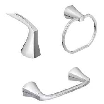 Moen Lindor MY8793CH Bathroom Hardware Set, Zinc, Chrome, 3-Piece