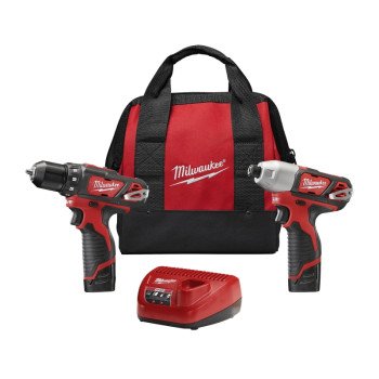 Milwaukee 2494-22 Combination Tool Kit, Tools Included: (1) M12 3/8 in Drill Driver, (1) M12 1/4 in Hex Impact Driver