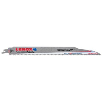 Lenox 1832146 Reciprocating Saw Blade, Applicable Materials: Wood, 1 in W, 12 in L, 6 TPI, Carbide Cutting Edge