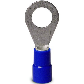 Gardner Bender 20-105 Ring Terminal, 600 V, 16 to 14 AWG Wire, 12 to 1/4 in Stud, Vinyl Insulation, Copper Contact, Blue