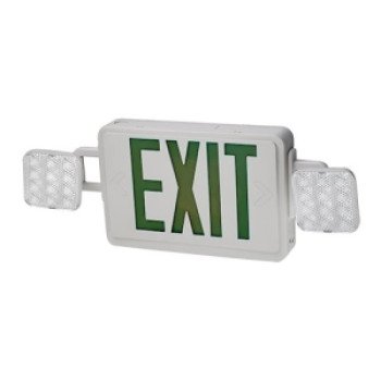 ETI 55502102 Emergency Light/Exit Sign Combo, 7.9 in OAW, 4.3 in OAH, 120/277 V, LED Lamp, Acrylic Fixture, Green/White