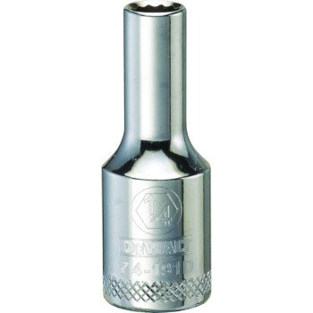 DEWALT DWMT74191OSP Drive Socket, 1/4 in Socket, 3/8 in Drive, 12-Point, Vanadium Steel, Polished Chrome