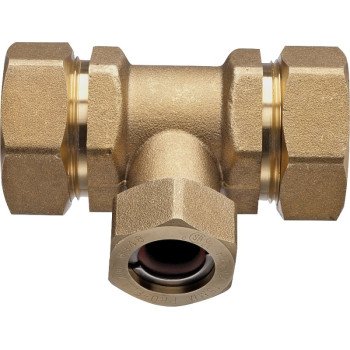 Pro-Flex PFTE-CCB6 Tube Tee, 3/4 x 1/2 in, Brass