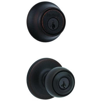 Kwikset 690P 11PCP Deadbolt Security Set, Knob Handle, Polo Design, Venetian Bronze, 3 Grade