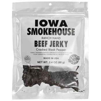 Iowa Smokehouse is-rh2jp-m Snacks, Beef Jerky Cracked Black Pepper, 2.4 oz, Bag