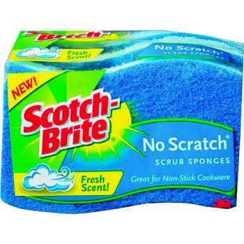 Scotch-Brite MP-3 Scrub Sponge, 4.4 in L, 2.6 in W, 0.8 in Thick, Cellulose, Blue