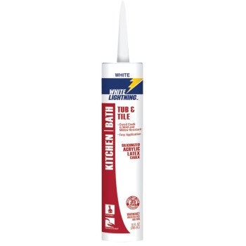 White Lightning W22000010 Caulk, White, -30 to 180 deg F, 10 fl-oz, Cartridge