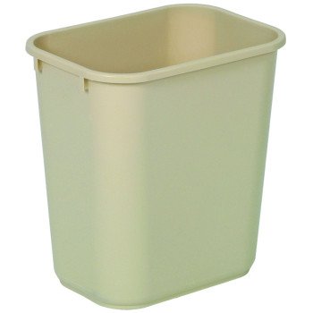 Continental Commercial 2818BE Waste Basket, 28.125 qt, Plastic, Beige, 15 in H