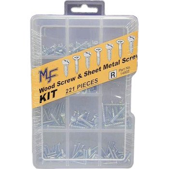 Midwest Fastener 14998 Screw Kit, Sheet Metal/Wood, 221-Piece