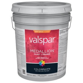 Valspar 027.0004308.008 Exterior House Paint, Semi-Gloss, Pastel Base, 5 gal Pail