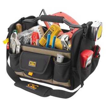 CLC Tool Works Series 1578 Open Top Tool Bag, 11 in W, 11 in D, 14 in H, 21-Pocket, Polyester, Black