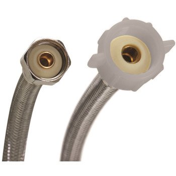 Fluidmaster B4T16 Toilet Connector, 1/2 in Inlet, FIP Inlet, 7/8 in Outlet, Ballcock Outlet, Stainless Steel Tubing