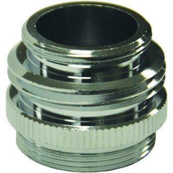 Danco 10513 Hose Adapter, 15/16-27, 55/64-27 x 3/4, 55/64-27 in, Male/Female x GHTM/Male, Brass, Chrome Plated