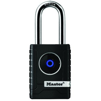 Master Lock 4401DLH Wide Bluetooth Padlock, 11/32 in Dia Shackle, 2 in H Shackle, Boron Steel Shackle, Metal Body