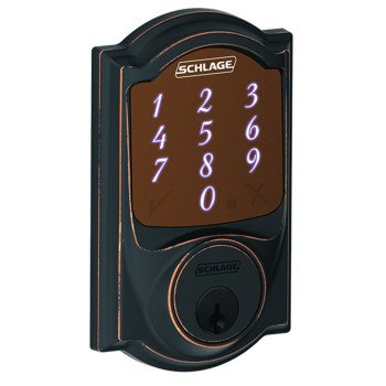 Schlage BE479 CAM 716 Deadbolt, 2 Grade, Aged Bronze, 1-3/8 to 1-3/4 in Thick Door