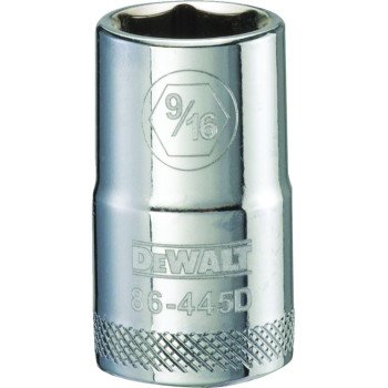 DEWALT DWMT86445OSP Drive Socket, 9/16 in Socket, 1/2 in Drive, 6-Point, Steel, Polished Chrome Vanadium