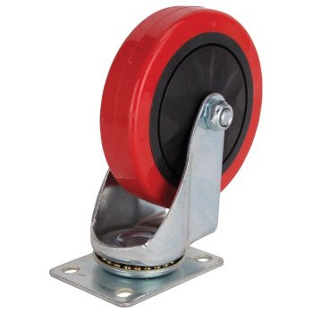 ProSource JC-385-G Swivel Caster, 5 in Dia Wheel, 30 mm W Wheel, PU Wheel, Red, 275 lb, Steel Housing Material