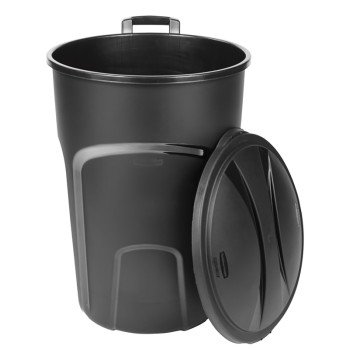 Rubbermaid 1878129 Trash Can, 32 gal Capacity, Plastic, Black