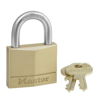 Master Lock 140KAD 1G028 Padlock, Alike Key, 1/4 in Dia Shackle, Steel Shackle, Brass Body, 1-9/16 in W Body