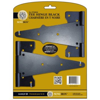 Nuvo Iron TH8BLK Tee Hinge, 8 in H Frame Leaf, Galvanized Steel