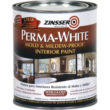 Zinsser 02754 Kitchen and Bath Paint, Semi-Gloss, White, 1 qt, Can, Water