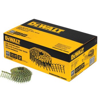 DEWALT DWCR3DGAL Coil Roofing Nail, 1-1/4 in L, Wide Head, 0.12 ga, Steel