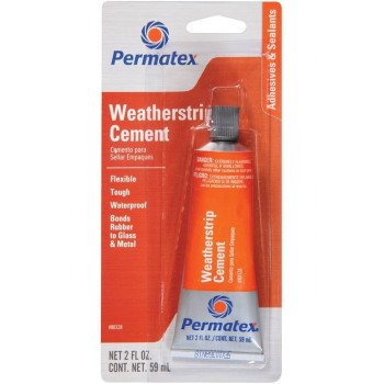 Permatex 80328 Weather Strip Cement, Liquid, Solvent, Clear, 2 oz Tube