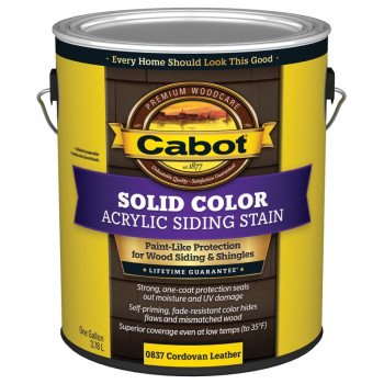 Cabot 800 Series 140.0000837.007 Solid Color Siding Stain, Natural Flat, Cordovan Brown, Liquid, 1 gal, Can