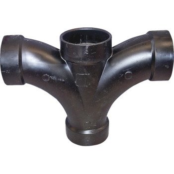 Canplas 104153BC Double Fixture Pipe Tee, 2 in, Hub, ABS, Black