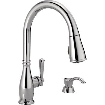 Delta Charmaine Series 19962Z-SD-DST Pull-Down Kitchen Faucet, 1.8 gpm, 1-Faucet Handle, 1, 2, 3, 4-Faucet Hole, Metal